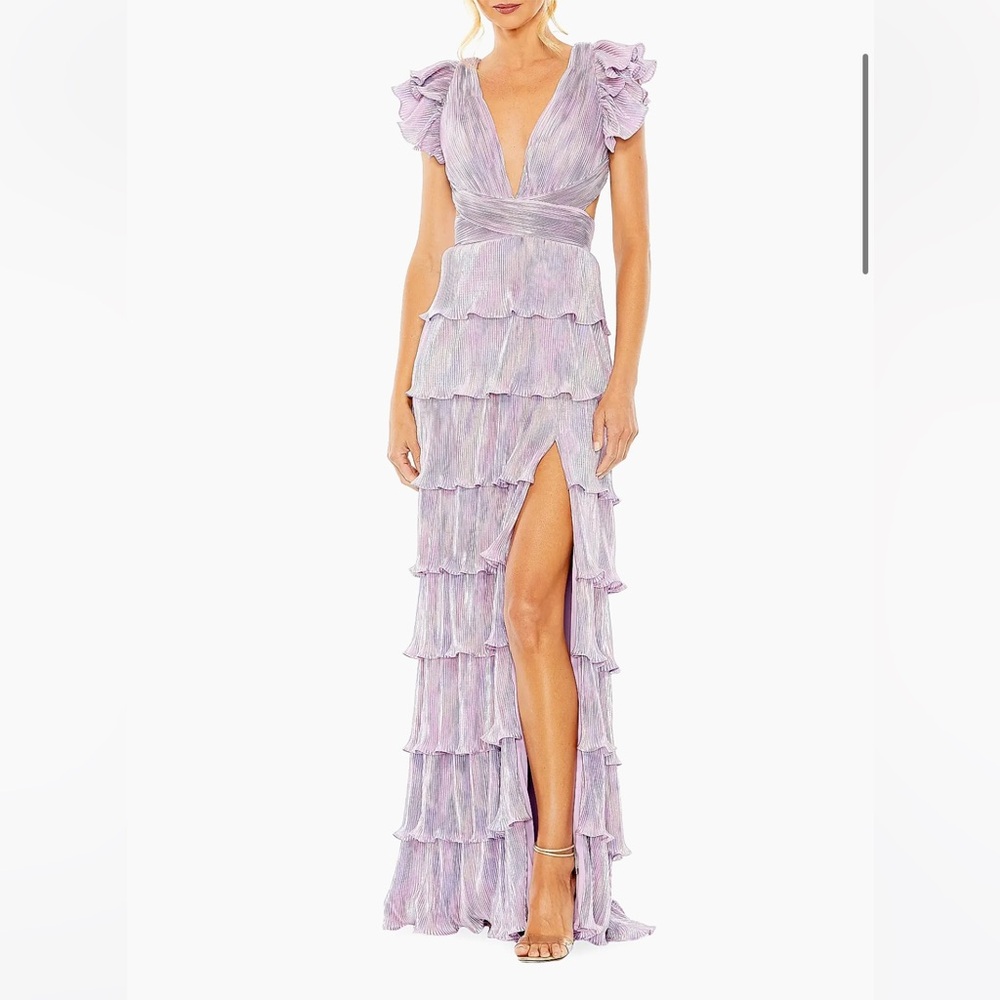 Mac Duggal Purple Tiered Maxi Skirt with Slit